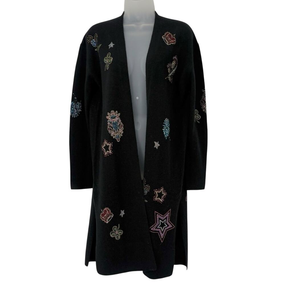 Johnny Was Ladie Rhinestone Wool Cashmere Open Front Cardigan Designer Size XS - Picture 7 of 14